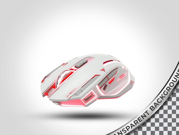 Transparent psd computer gaming mouse isolated on white background