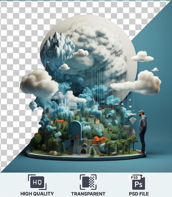 PSD immagine psd trasparente 3d climatologo che analizza i modelli meteorologici