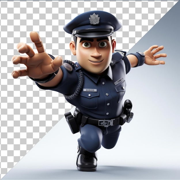 PSD transparent psd picture 3d police officer cartoon catching criminals