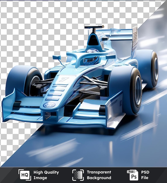 PSD transparent psd picture 3d race car driver cartoon accelerating on a racetrack