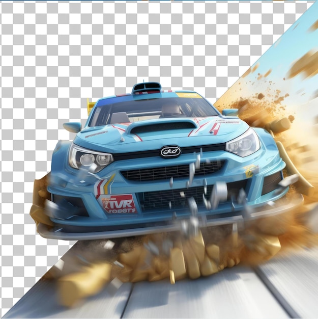 PSD transparent psd picture 3d race car driver cartoon competing in an intense rally