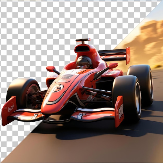 PSD transparent psd picture 3d race car driver cartoon racing on the track