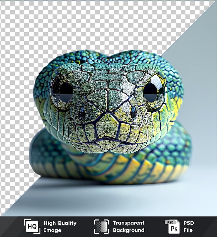 PSD transparent psd picture 3d snake character isolated on transparent background