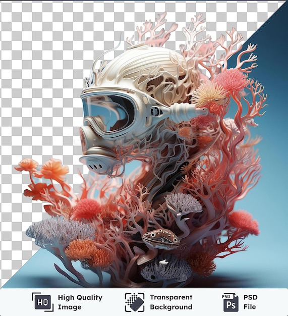 PSD transparent psd picture 3d snorkeler exploring a coral reef