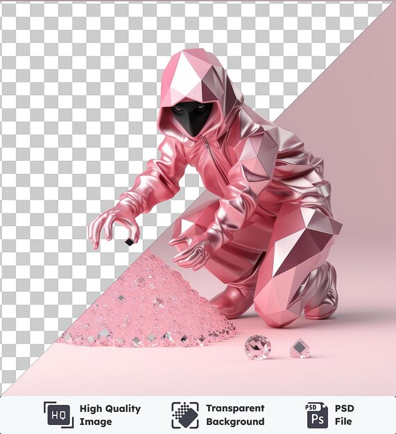 Transparent psd picture 3d thief cartoon stealing a diamond