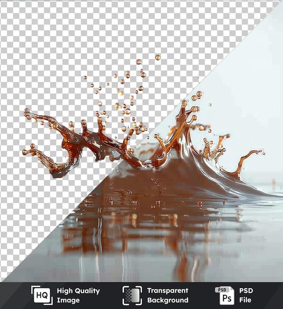 PSD immagine psd trasparente ondate di liquido marrone spruzzate nell'acqua