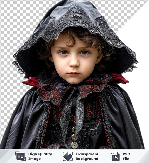 PSD transparent psd picture child in a vampire costume isolated on transparent background