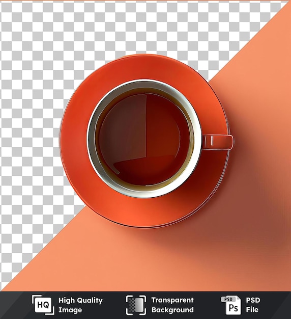 PSD Прозрачная чашка черного чая на оранжевом фоне