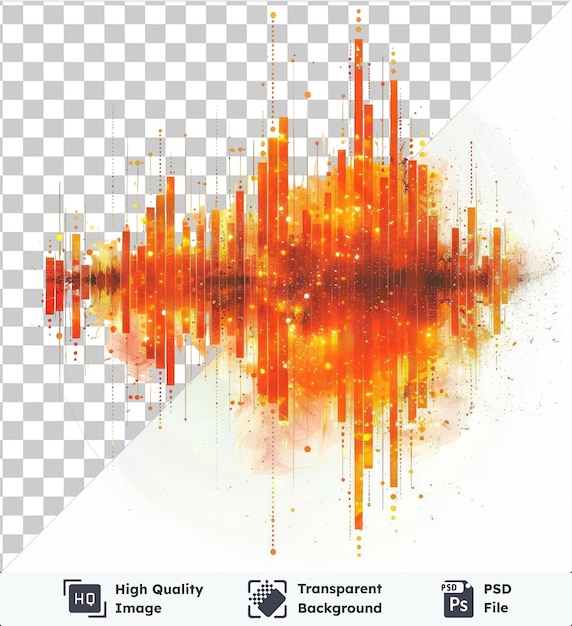 PSD 투명한 psd 이미지 디지털 음파 터 기호 활기찬 오렌지, 노란색, 빨간색 및 고립 된 배경