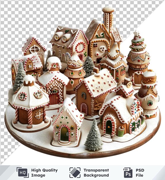 PSD transparent psd picture festive gingerbread houses collection isolated on transparent background