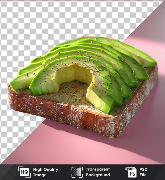 Transparent psd picture fresh avocado toast on a pink table