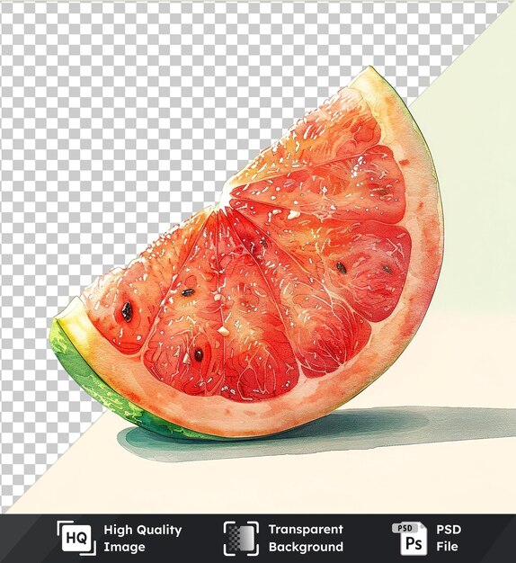 Transparent psd picture of fresh watermelon watercolor painting isolated on transparent background