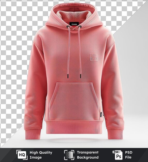 PSD transparent psd picture front view capture a hoodie pink technical materials fabric label