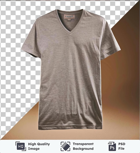 PSD transparent psd picture front view capture a premium t shirt grey cotton material fabric label