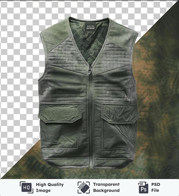 PSD transparent psd picture front view capture a vest green technical materials fabric label no people indoors no people indoors indoors indoors indoors indoors indoors