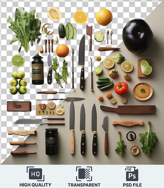 PSD transparent psd picture gourmet french cooking tools set