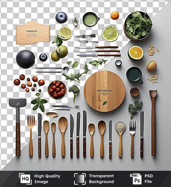 PSD transparent psd picture gourmet vegetarian cooking set the kitchen table