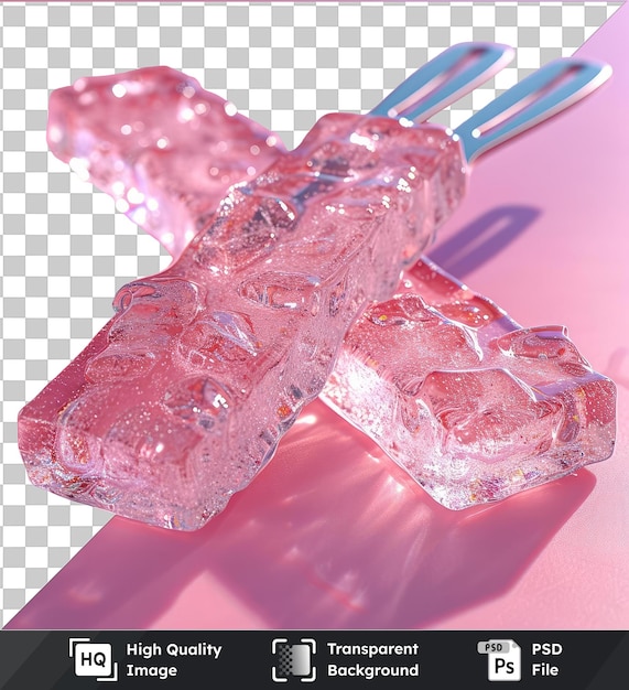 PSD transparent psd picture ice tongs a pair of ice cubes on a pink background