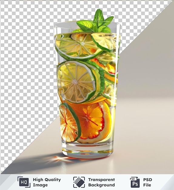 Transparent psd picture kombucha in a glass of water