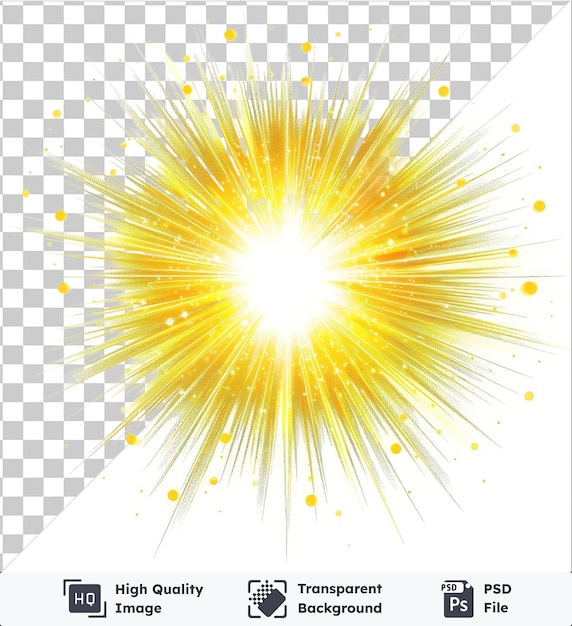 Transparent psd picture light flare bursts vector symbol solar yellow explosion of the sun on isolated background