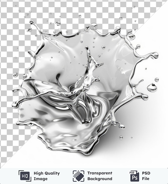 PSD transparent psd picture liquid metal splashes vector symbol quicksilver on a isolated background