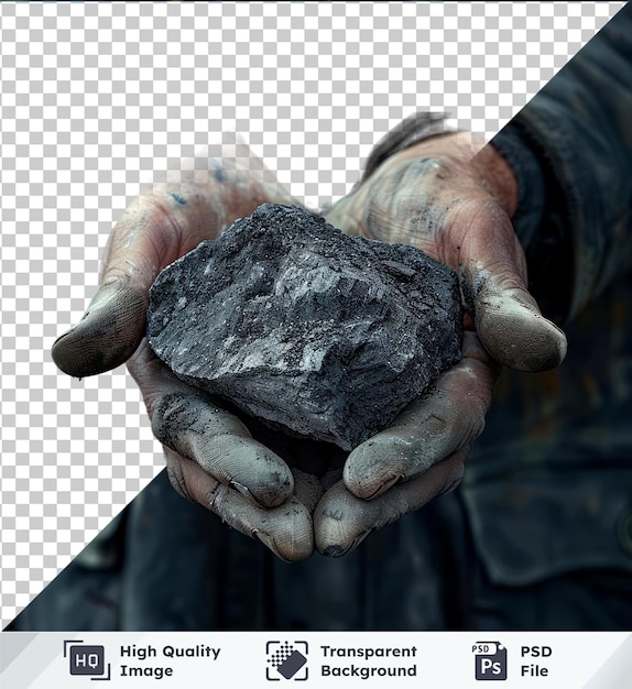 PSD transparent psd picture man holding a guest of coal