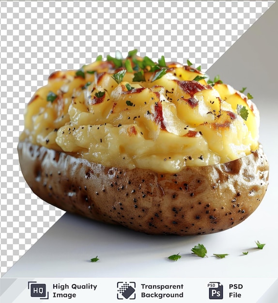 PSD foto trasparente di purè di patate su un piatto bianco