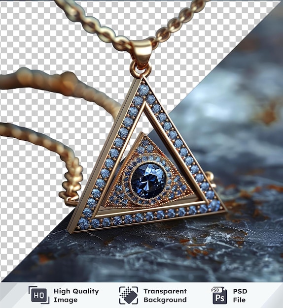 PSD 투명한 psd 그림 프리메이슨 장신구 삼각형 펜던트 중앙에 다이아몬드