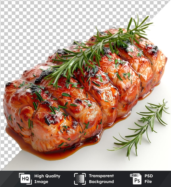 PSD transparent psd picture meatloaf with herbs on a isolated background