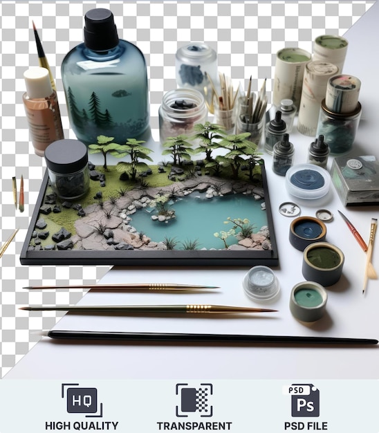 PSD transparent psd picture miniature painting and accessories set the art of painting