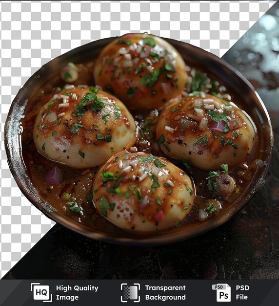 Transparent psd picture misal pavlaki in a bowl