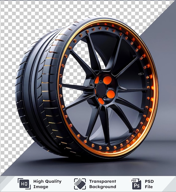 PSD transparent psd picture mockup of a car wheel with rim and tire