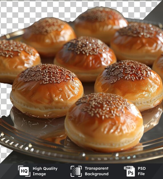 PSD Прозрачная картинная тарелка бакпиа для эйд-аль-фитра с различными пончиками, включая глазурные коричневые и обычные пончики