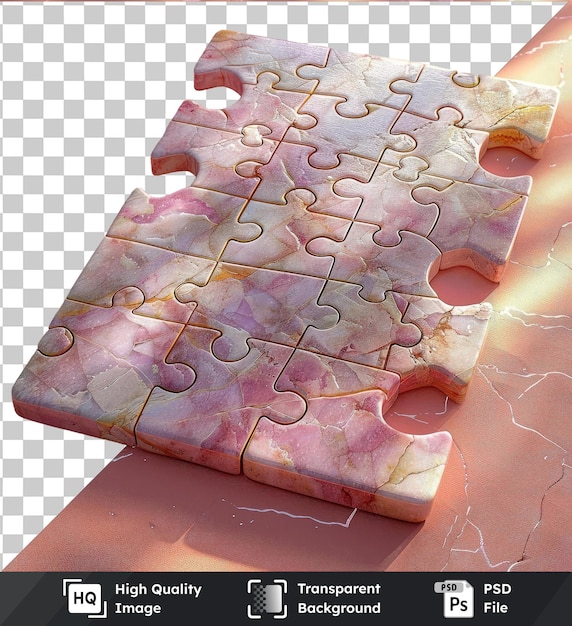 Transparent psd picture ramadan themed puzzle mat on a pink background