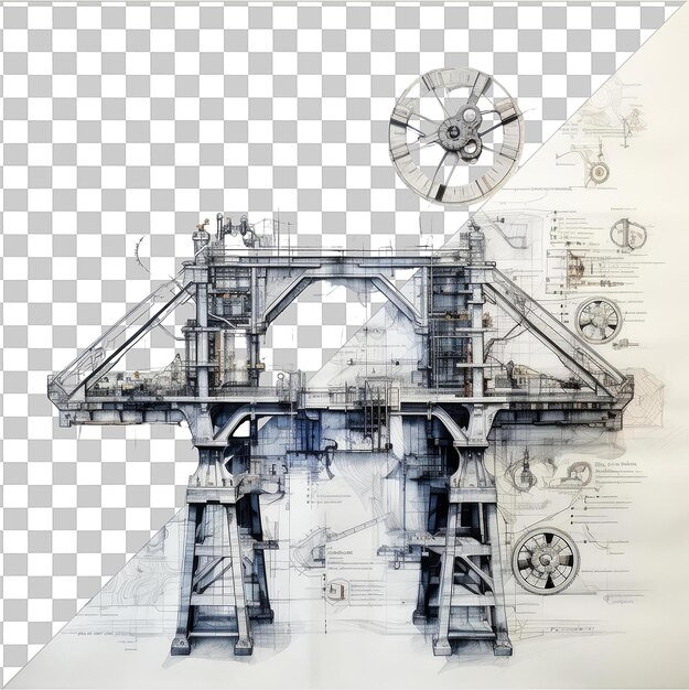 PSD transparent psd picture realistic photographic bridge engineer _ s blueprints the bridge