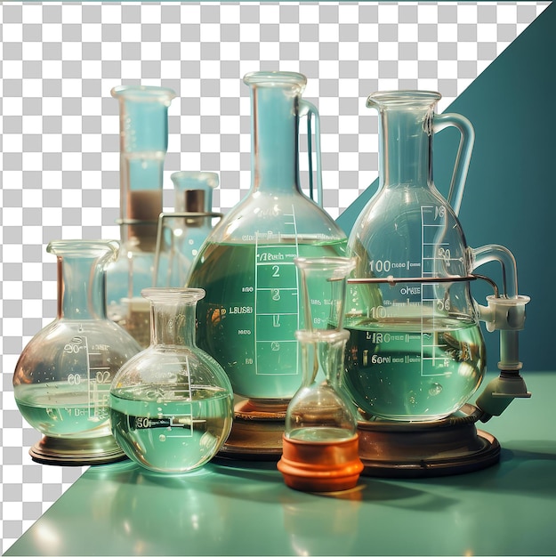 Transparent psd picture realistic photographic chemist _ s laboratory equipment a table