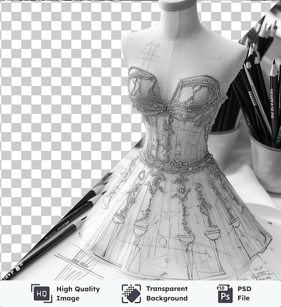 PSD immagine psd trasparente fotografica realistica sketchpad del designer di moda