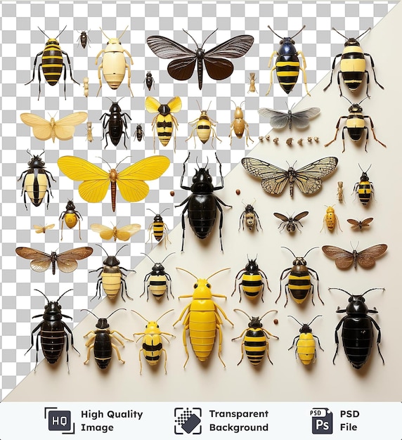 PSD Прозрачная psd-картина реалистичная фотография экземпляров насекомых судебного энтомолога