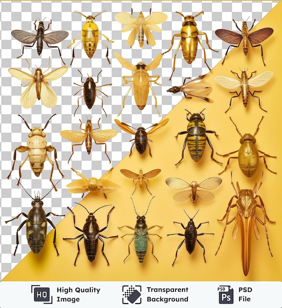 PSD immagine psd trasparente fotografica realistica esemplari di insetti di entomologi forensi