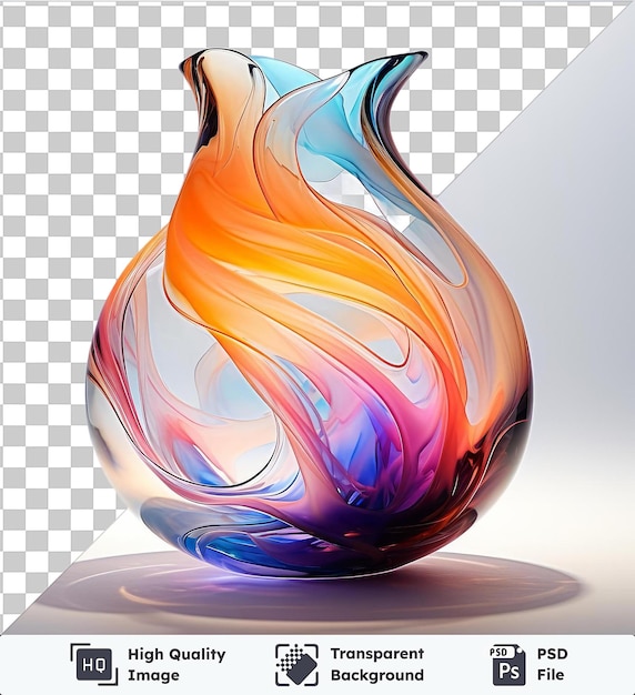 Transparent psd picture realistic photographic glass artist_s blown glass vase