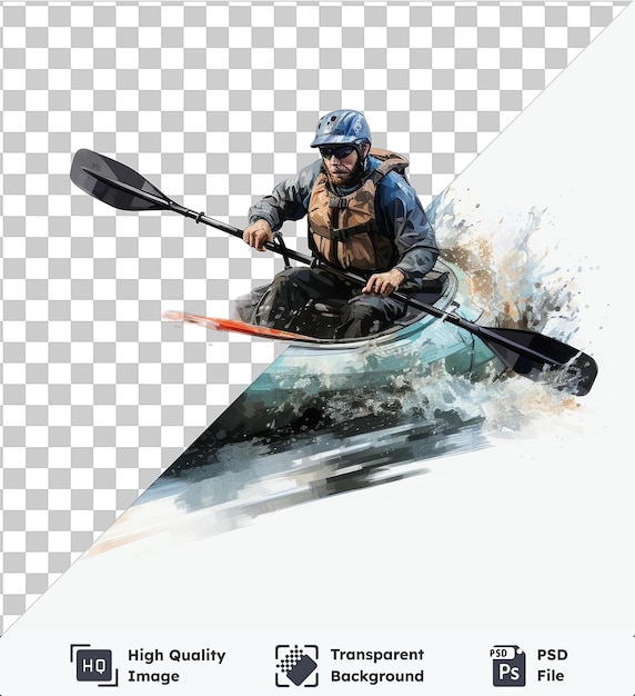 PSD Прозрачная psd-картина реалистичная фотография kayaker_s каяк в реке