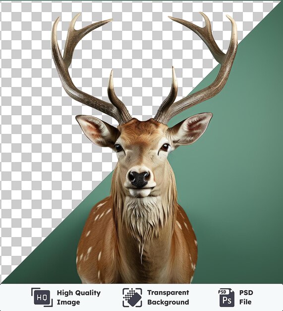 PSD 透明なpsd画像 リアルな写真 飼い主は鹿の頭のような動物を乗せています