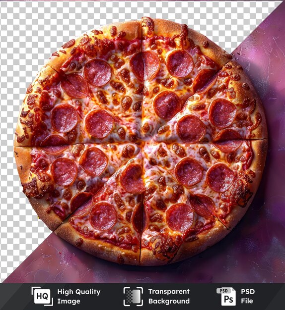 PSD transparent psd picture of regina style pizza with various pepperoni types