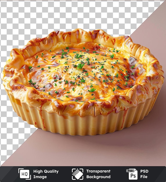 PSD transparent psd picture savory quiche lorraine on a pink background