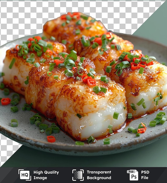 Transparent psd picture vegetable katsu on a plate