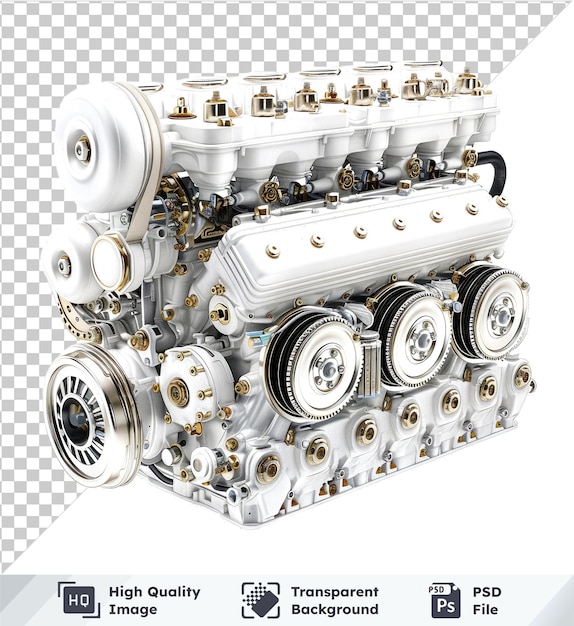 PSD transparent psd picture white 3d internal combustion engine isolated on transparent background