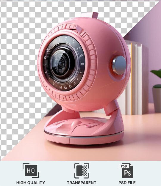 PSD transparent psd a pink hair dryer sits on a white table in front of a large window surrounded by a green plant and a white pot