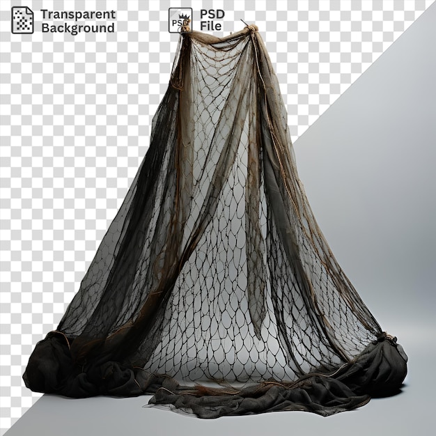 PSD transparent realistic photographic fishermans net against a gray sky