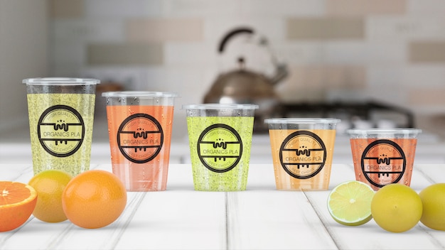 PSD transparent smoothie glass mockup