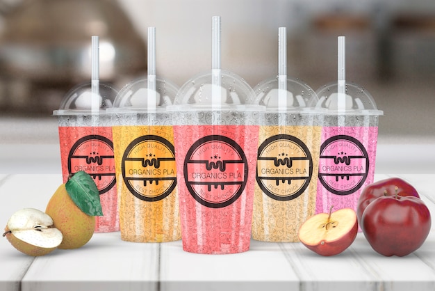 PSD transparent smoothie glass mockup